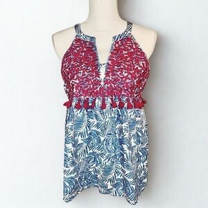 THML Women’s Tank Top Blue Pink Medium 100% Cotton